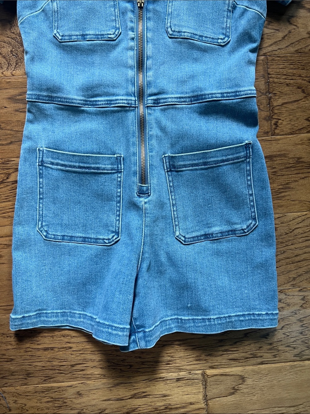 Show Me Your MuMu Blue Denim Zip-Front Romper - Picture 4 of 8